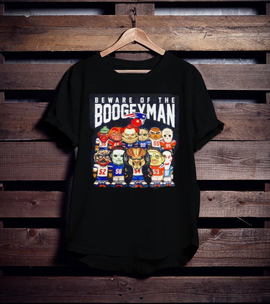 Beware Of The Boogeyman Halloween Patriots Horror Characters Football Players T-Shirt