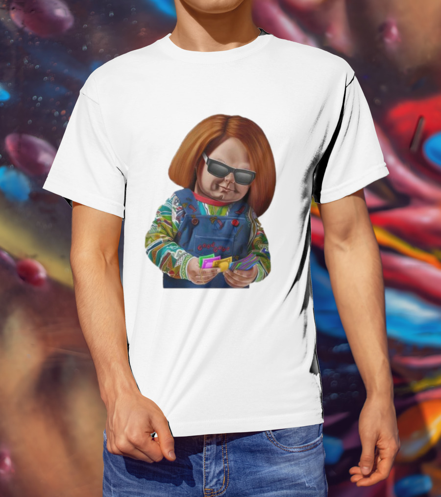 Chucky Good Guys Child’s Play Halloween Icon With Sunglasses And Cards T-Shirt
