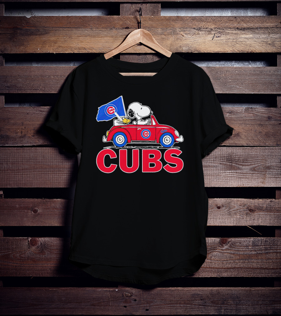Snoopy Woodstock Chicago Cubs Car Adventure T-Shirt