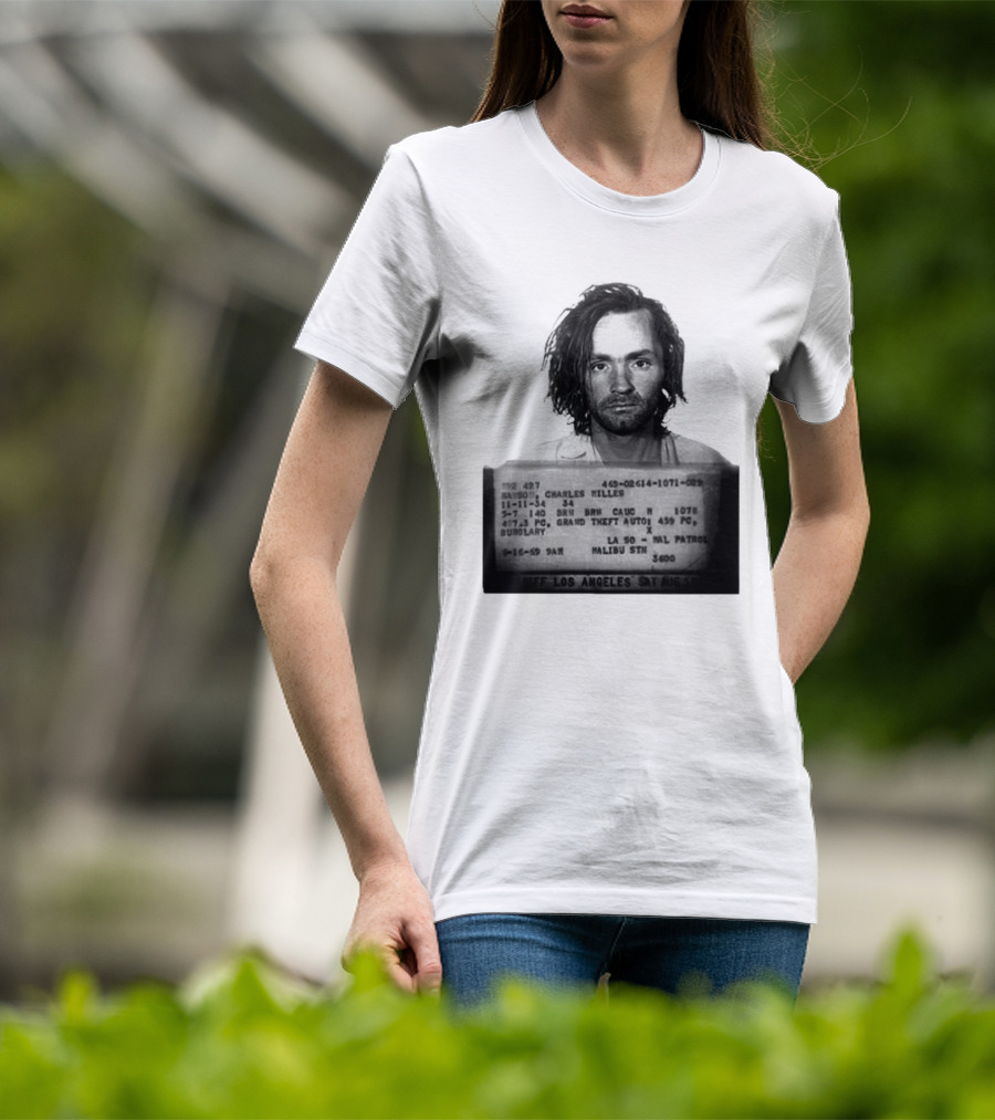 Charles Manson Mugshot Los Angeles Police Department Booking 1969 T-Shirt