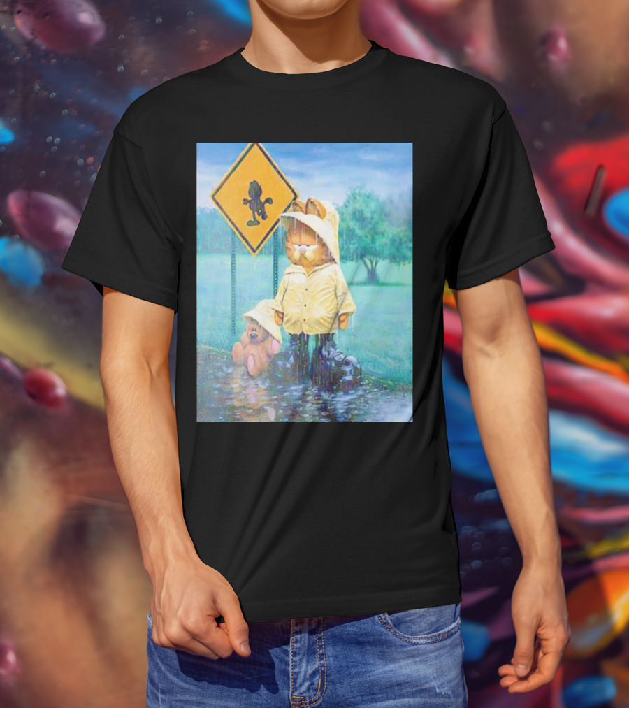 Garfield Rainy Day Yellow Jacket Relaxation T-Shirt