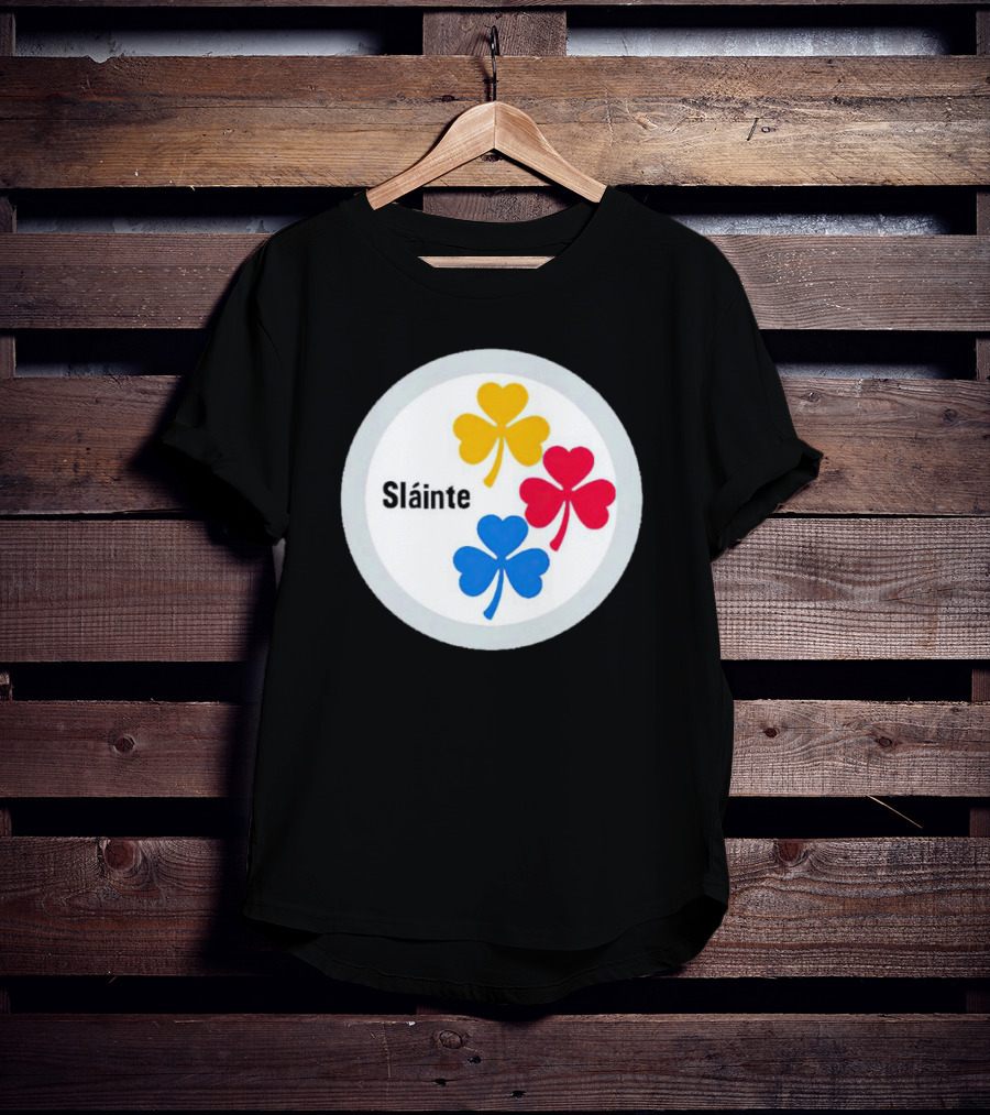 Sláinte Steelers Irish Shamrock Symbols T-Shirt