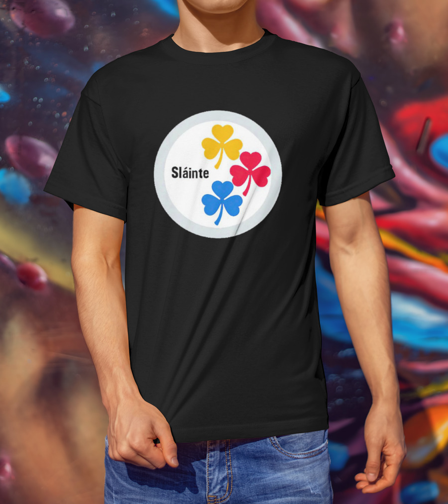 Sláinte Steelers Irish Shamrock Symbols T-Shirt