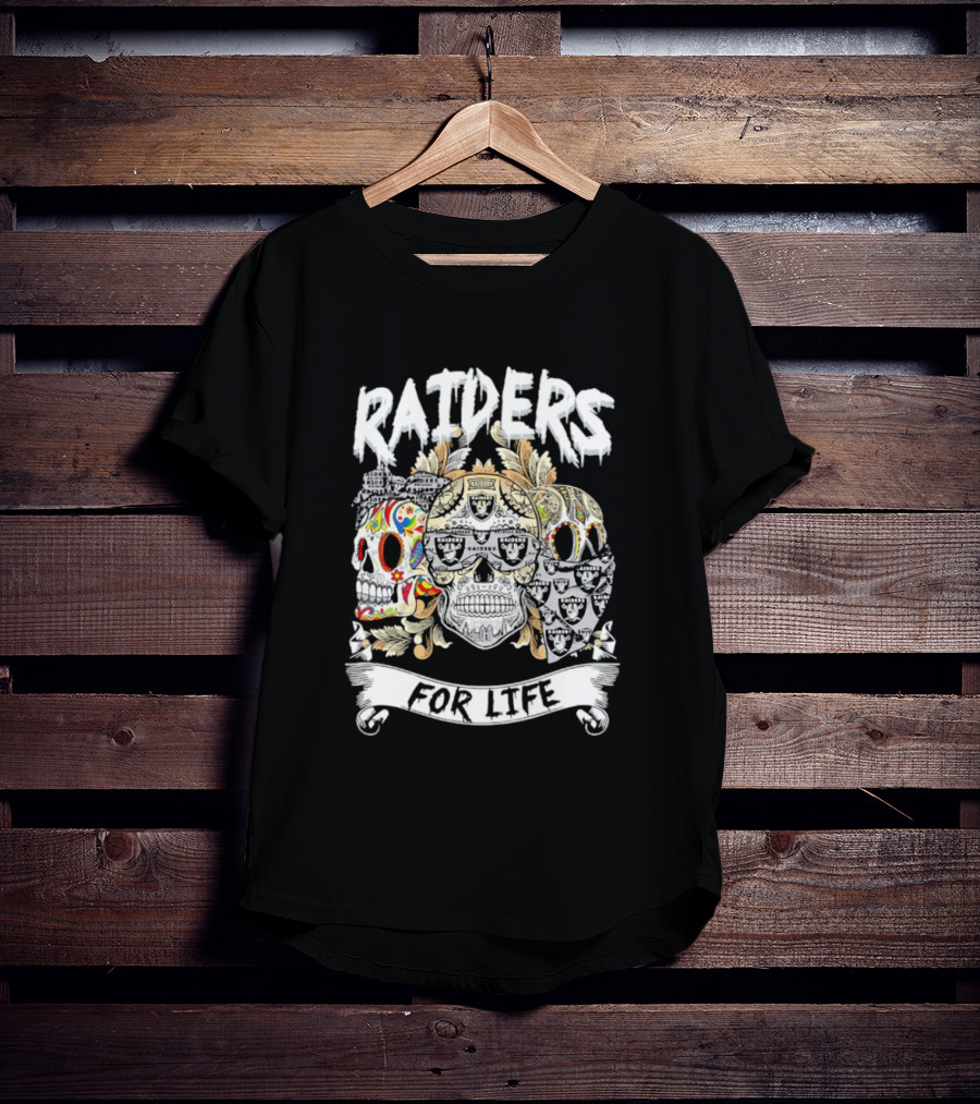 Raiders Sugar Skull For Life T-Shirt