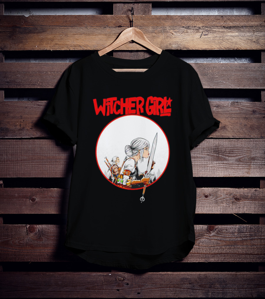 Witcher Girl Sword Arts Iconic Fantasy Character Scene T-Shirt