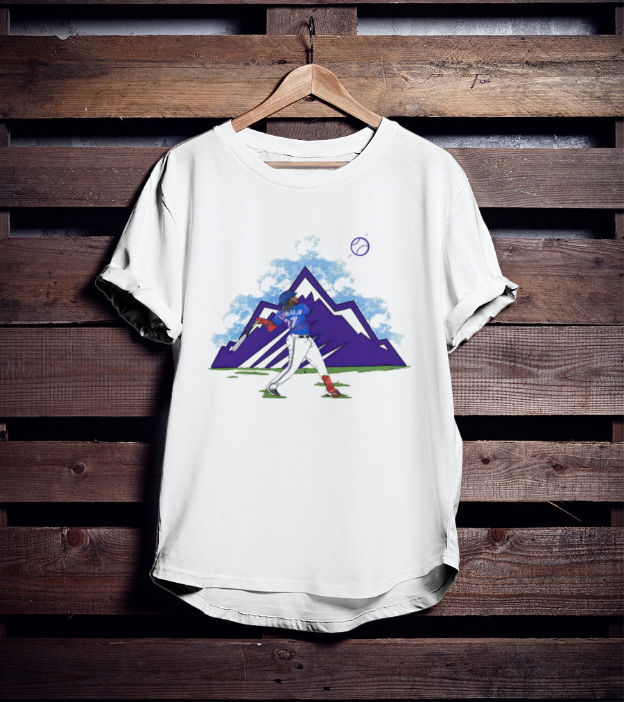 Blue Jays Vladimir Guerrero Jr. Mountain Swing Baseball Clouds T-Shirt