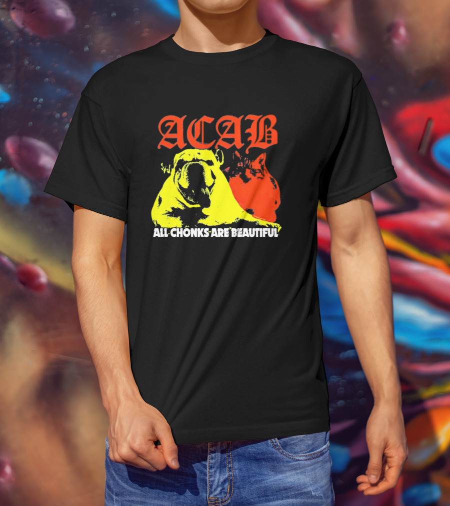 ACAB Bulldog All Chonks Are Beautiful Yellow Red T-Shirt