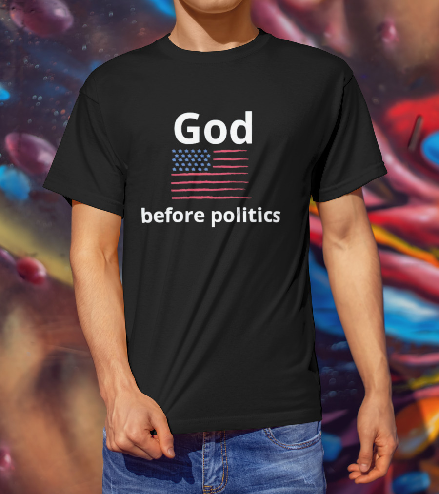 God Before Politics USA Flag T-Shirt