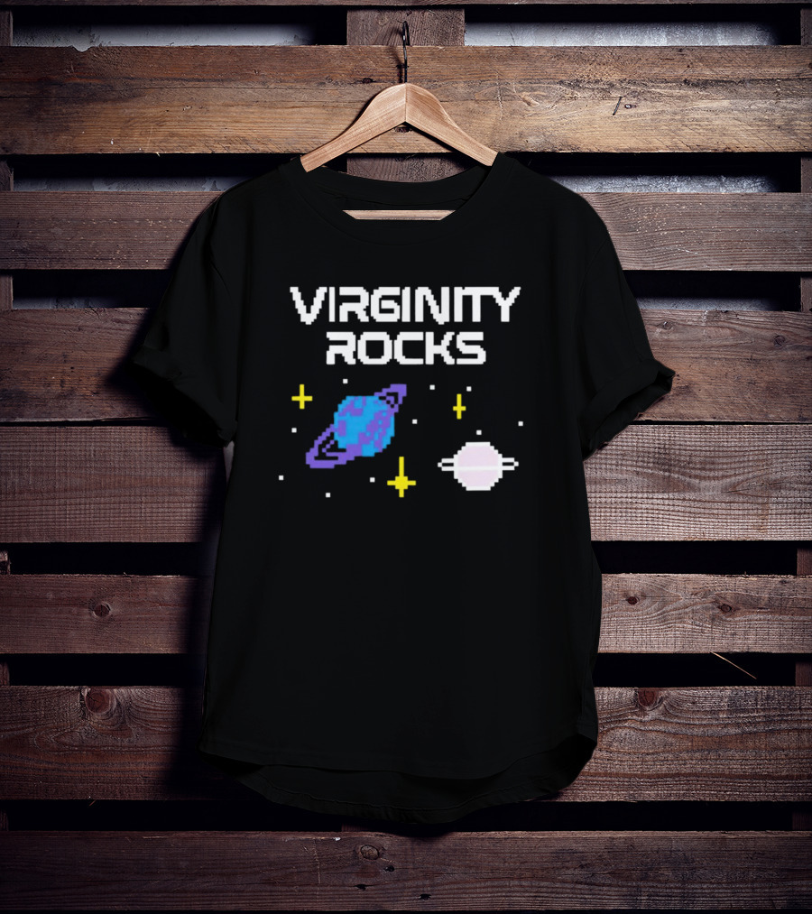 Virginity Rocks Pixel Space Planets And Stars T-Shirt