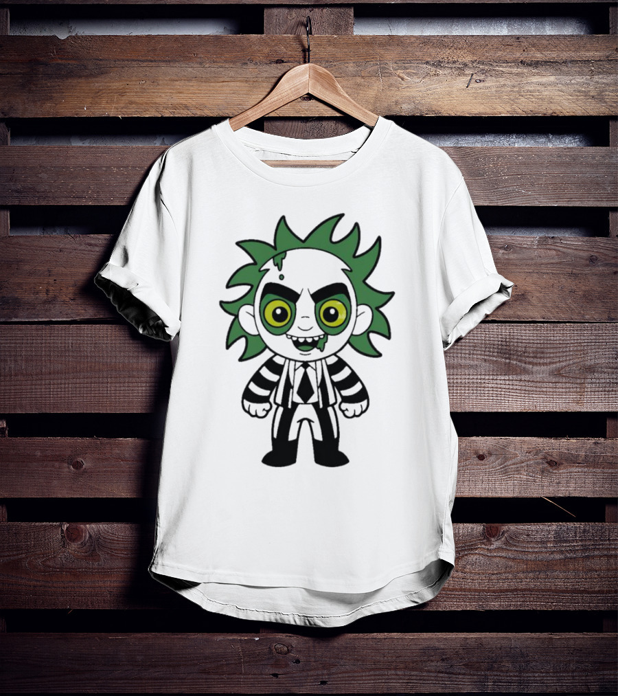 Beetlejuice Chibi Halloween Creepy Green Hair Character T-Shirt