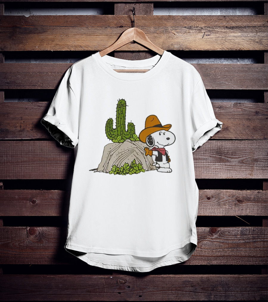 Cowboy Snoopy And Cactus Desert Scene T-Shirt