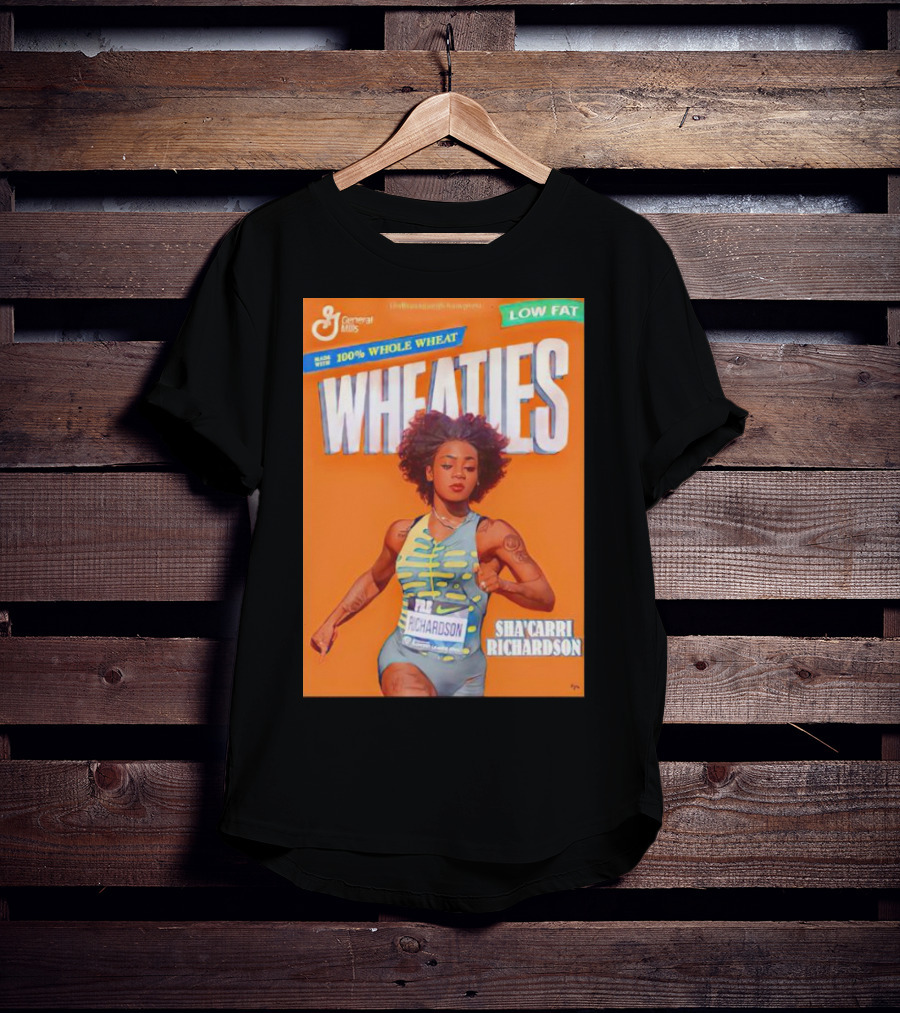 Sha’carri Richardson On Wheaties Box General Mills 100% Whole Wheat Low Fat T-Shirt