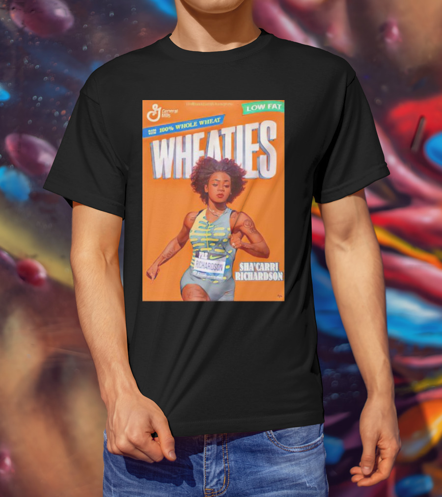 Sha’carri Richardson On Wheaties Box General Mills 100% Whole Wheat Low Fat T-Shirt