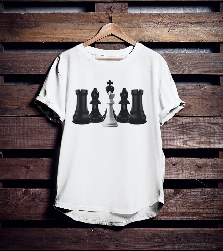 The Chess Grandmaster White King Surrounded By Black Rooks And Bishops T-Shirt