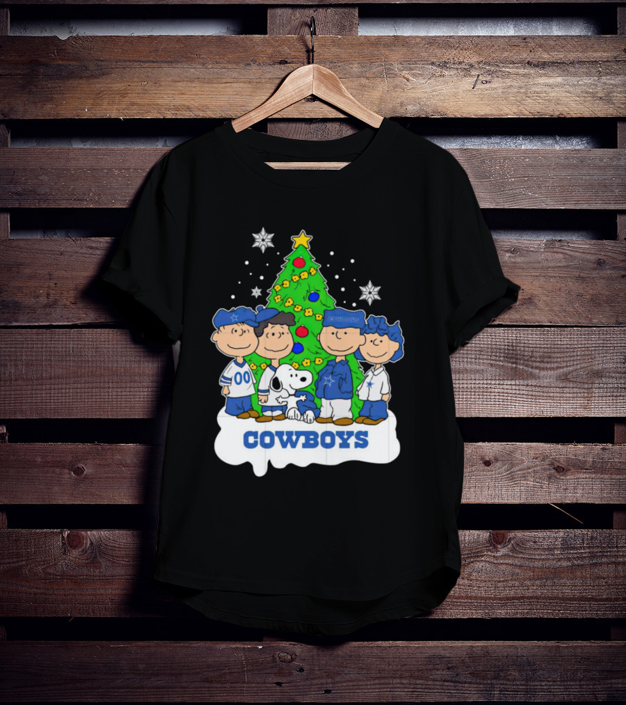 Peanuts Characters Dallas Cowboys Christmas Tree Cowboys T-Shirt