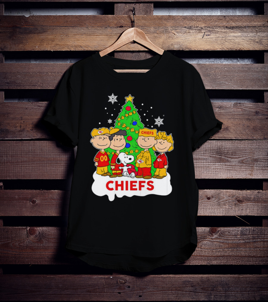 Peanuts Characters Chiefs Christmas Tree T-Shirt