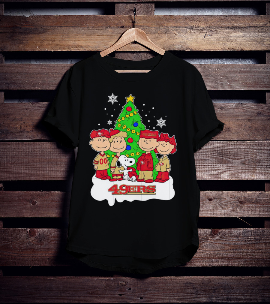 Peanuts Characters Christmas San Francisco 49ers Tree Snoopy Charlie Brown T-Shirt