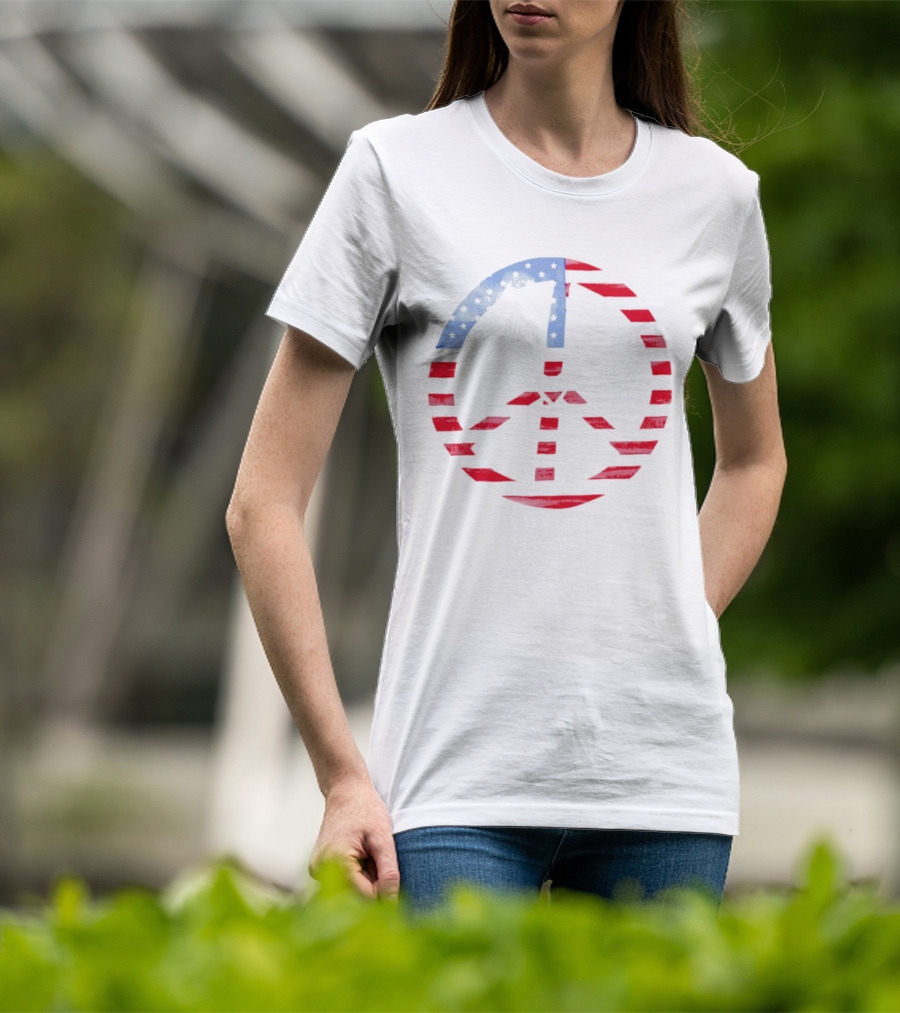 USA Flag Peace Symbol T-Shirt