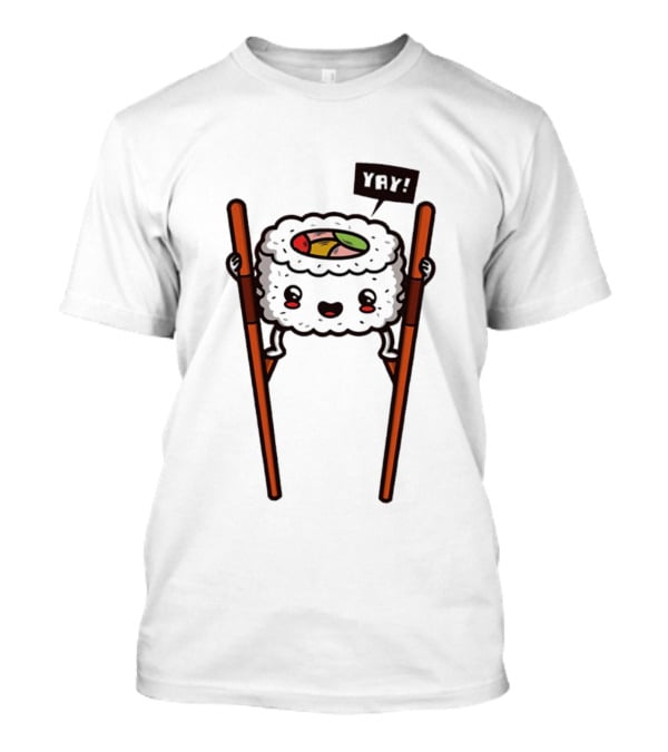 Sushi Roll On Chopsticks With Yay Flag T-Shirt