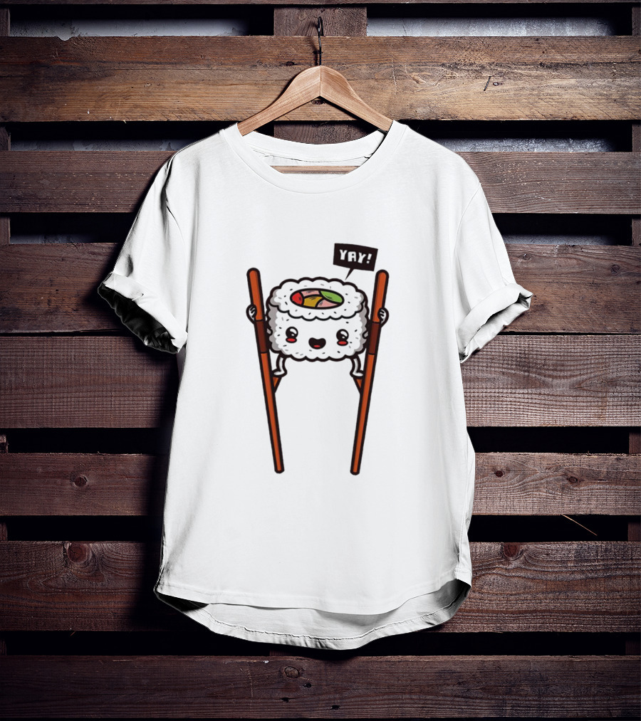 Sushi Roll On Chopsticks With Yay Flag T-Shirt