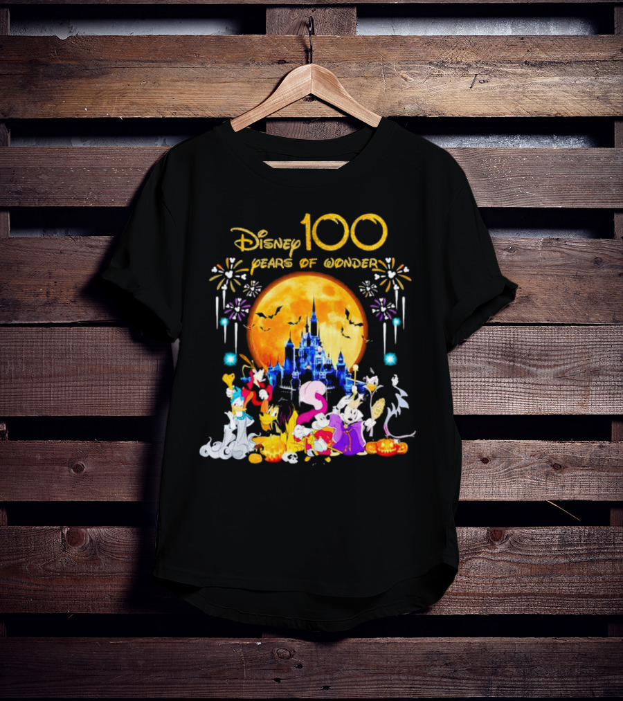 Disney 100 Years Of Wonder Halloween Castle And Characters T-Shirt