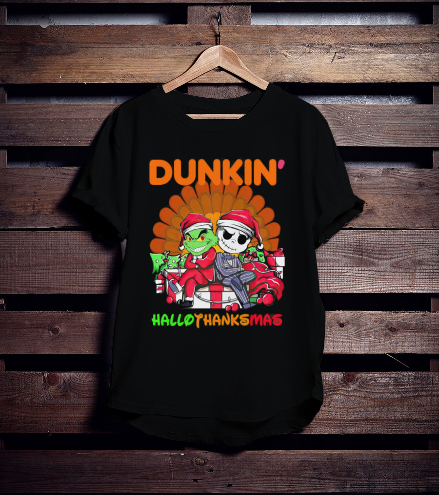 Grinch Jack Skellington Dunkin Hallo Thanks Mas T-Shirt