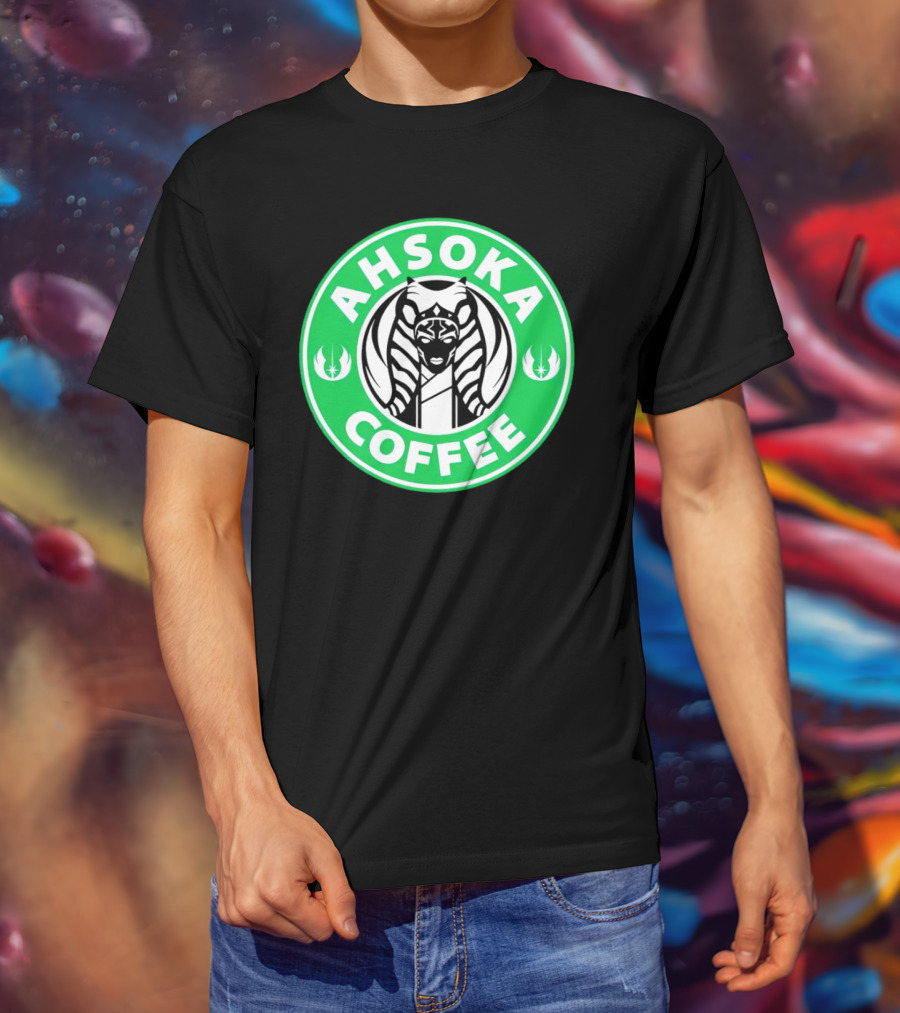 Ahsoka Coffee Star Wars Parody Logo Jedi Symbols T-Shirt