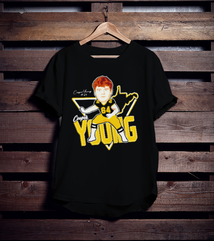 Cooper Young 64 Caricature Signature Football T-Shirt