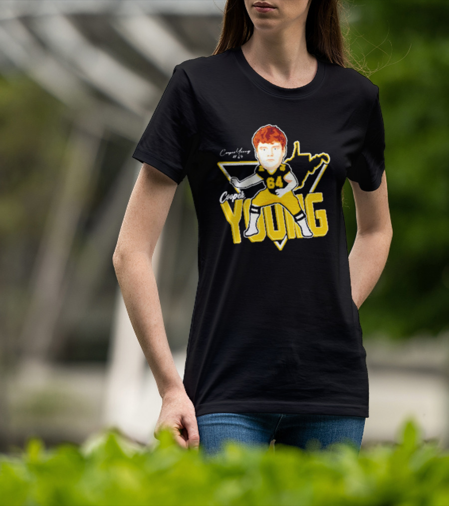 Cooper Young 64 Caricature Signature Football T-Shirt