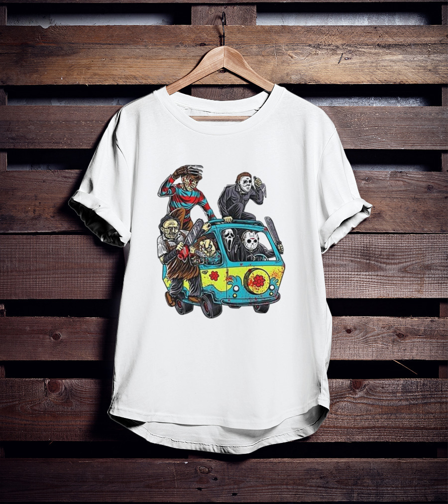 Horror Movie Characters Spooky Van Halloween Adventure T-Shirt