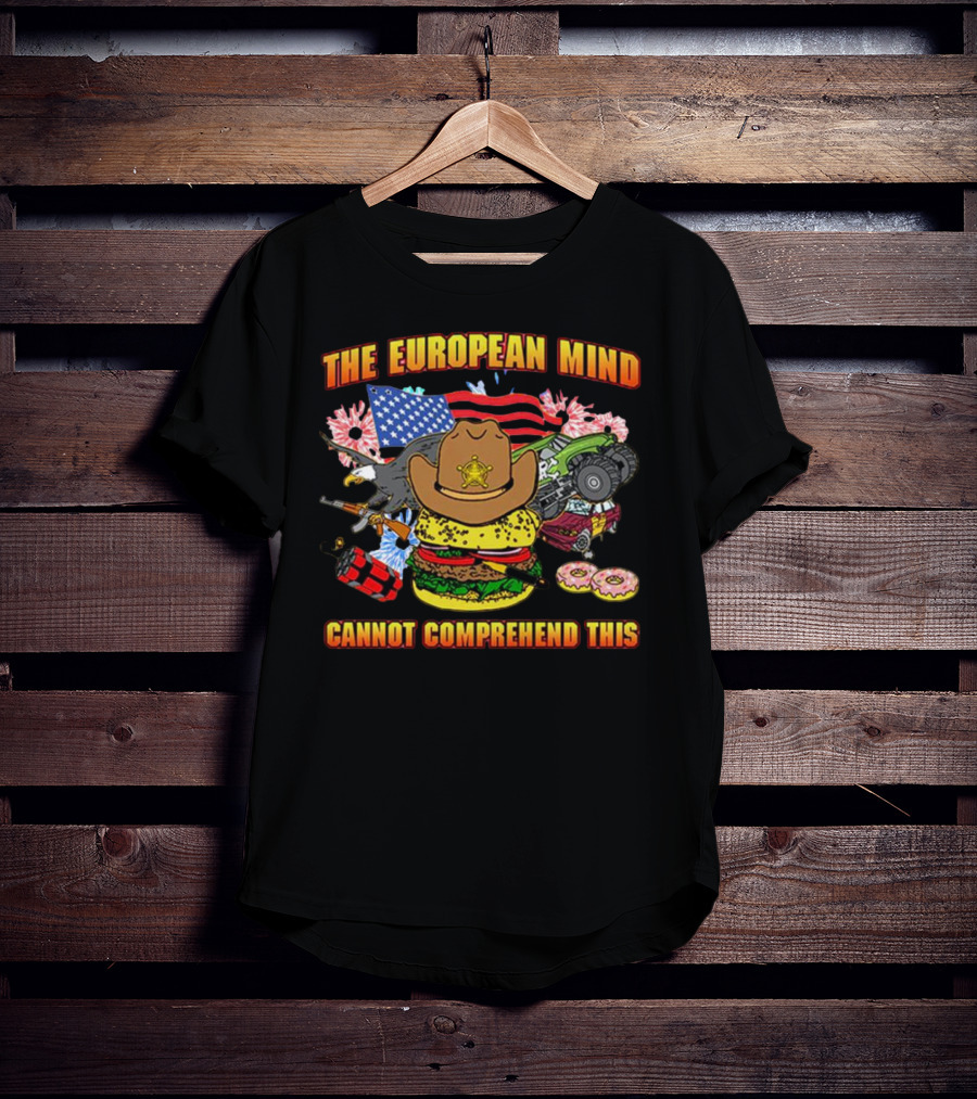 The European Mind Cannot Comprehend This American Symbols Collage T-Shirt