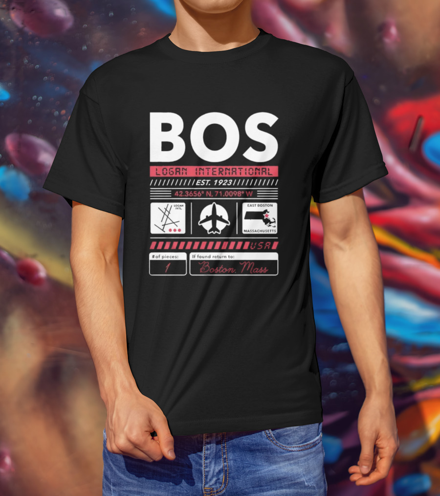 BOS Logan International Airport Est. 1923 Boston Massachusetts USA T-Shirt