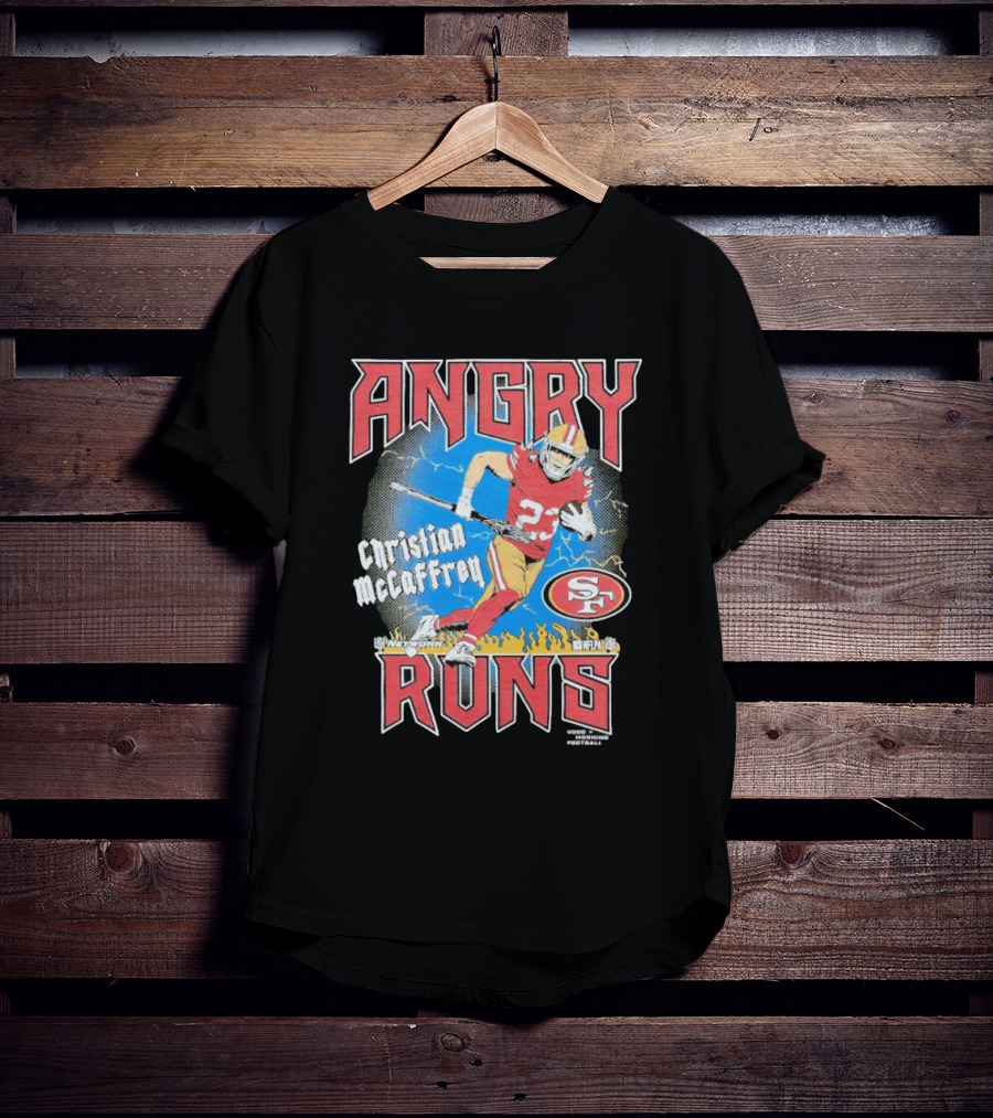 Christian McCaffrey Angry Runs NFL Football 49ers Iconic T-Shirt