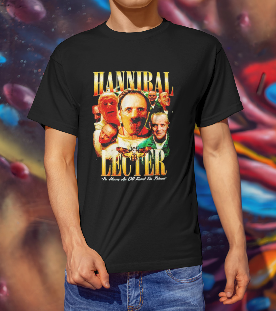 Hannibal Lecter I'm Having An Old Friend For Dinner With Multiple Faces And Moth T-Shirt