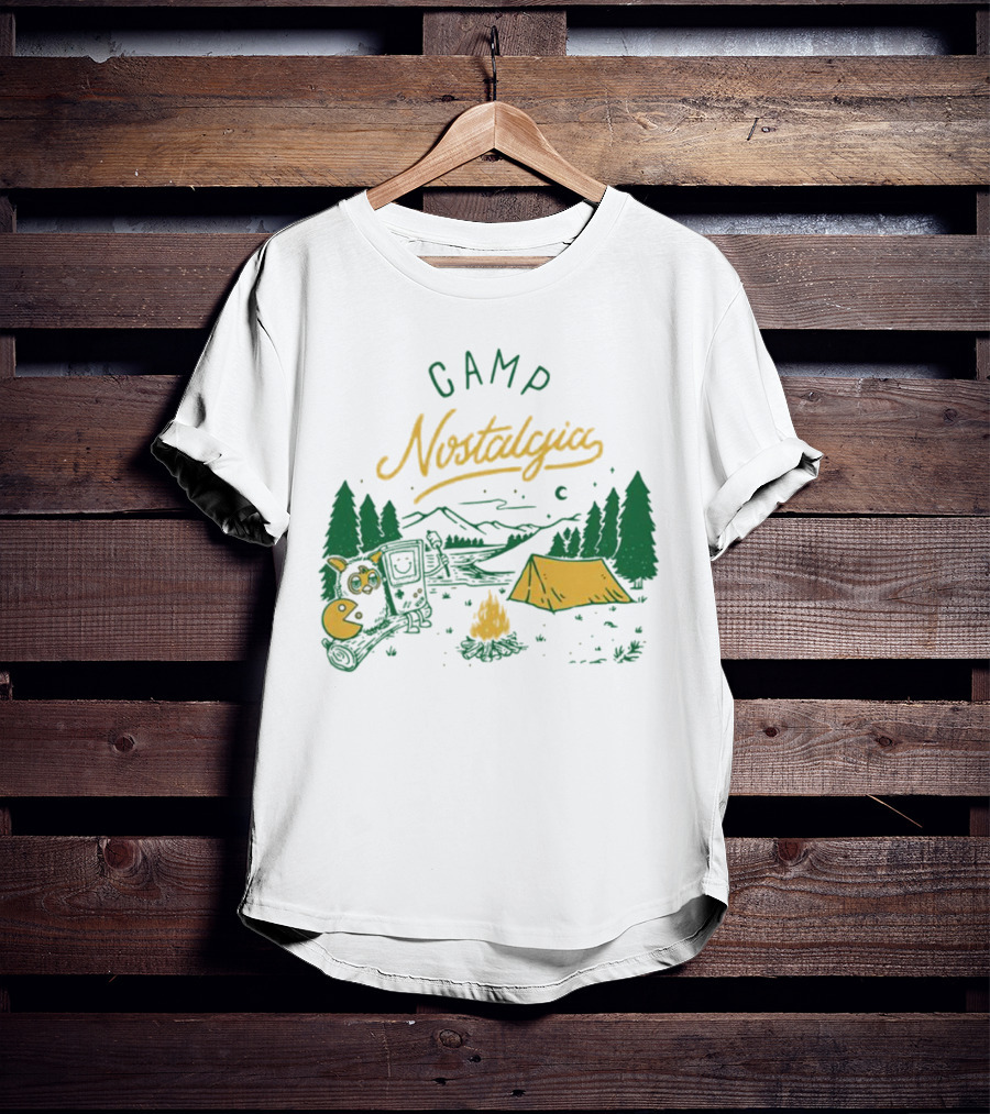 Camp Nostalgia Campfire Tent Forest Night Scene T-Shirt