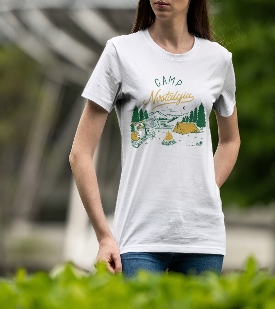 Camp Nostalgia Campfire Tent Forest Night Scene T-Shirt