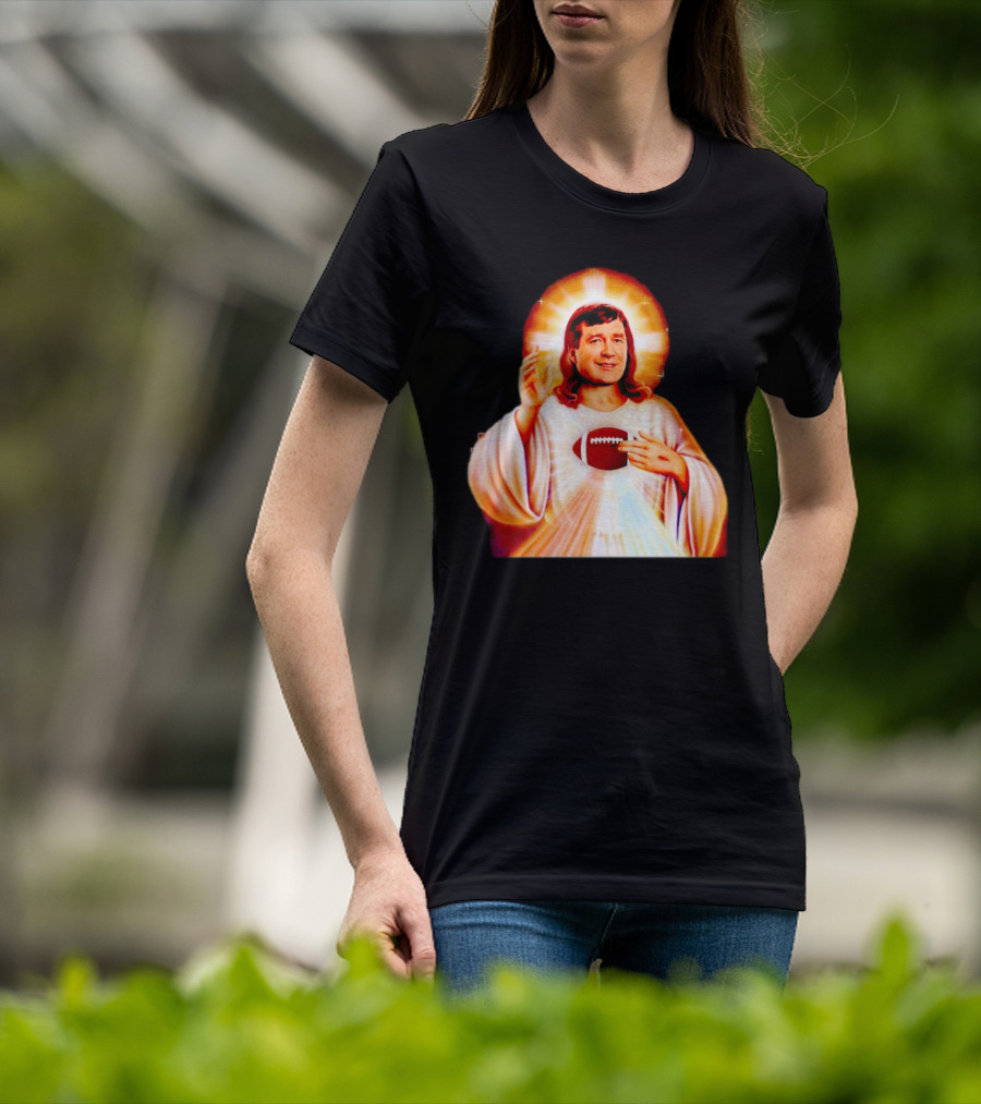 Church Of Smart Jesus With Football Halo T-Shirt