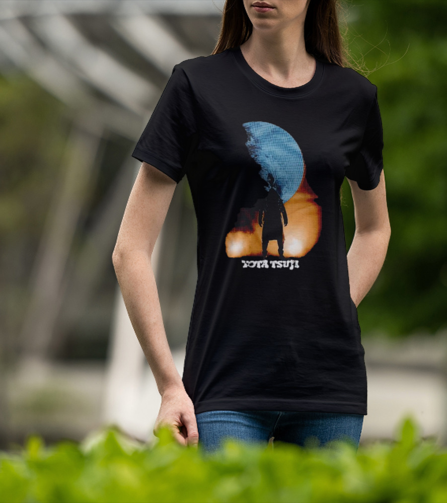 Yota Tsuji Moonrise Silhouette Against Orange And Blue Sky T-Shirt