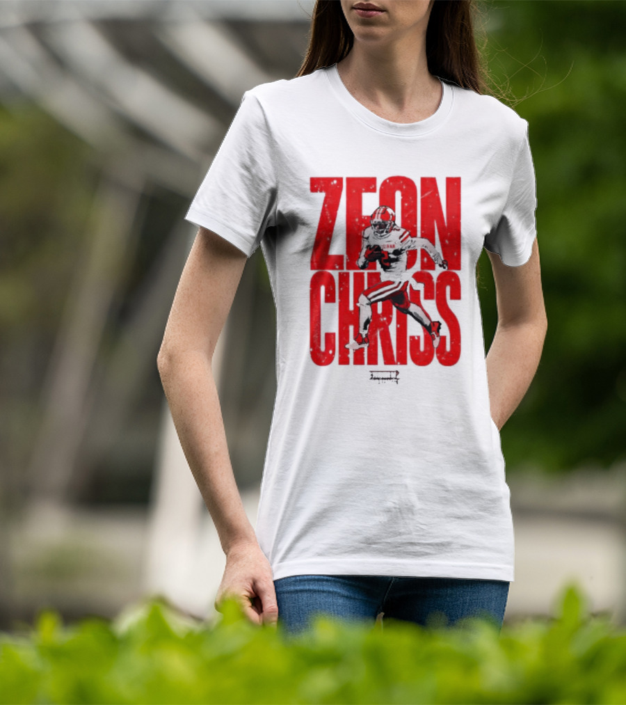 Zeon Chriss Football Caricature In Red Text And Black T-Shirt