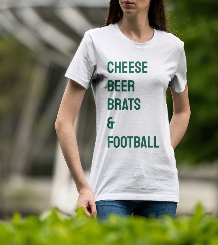 Cheese Beer Brats And Football Lovers Perfect Game Day Snack Combo T-Shirt