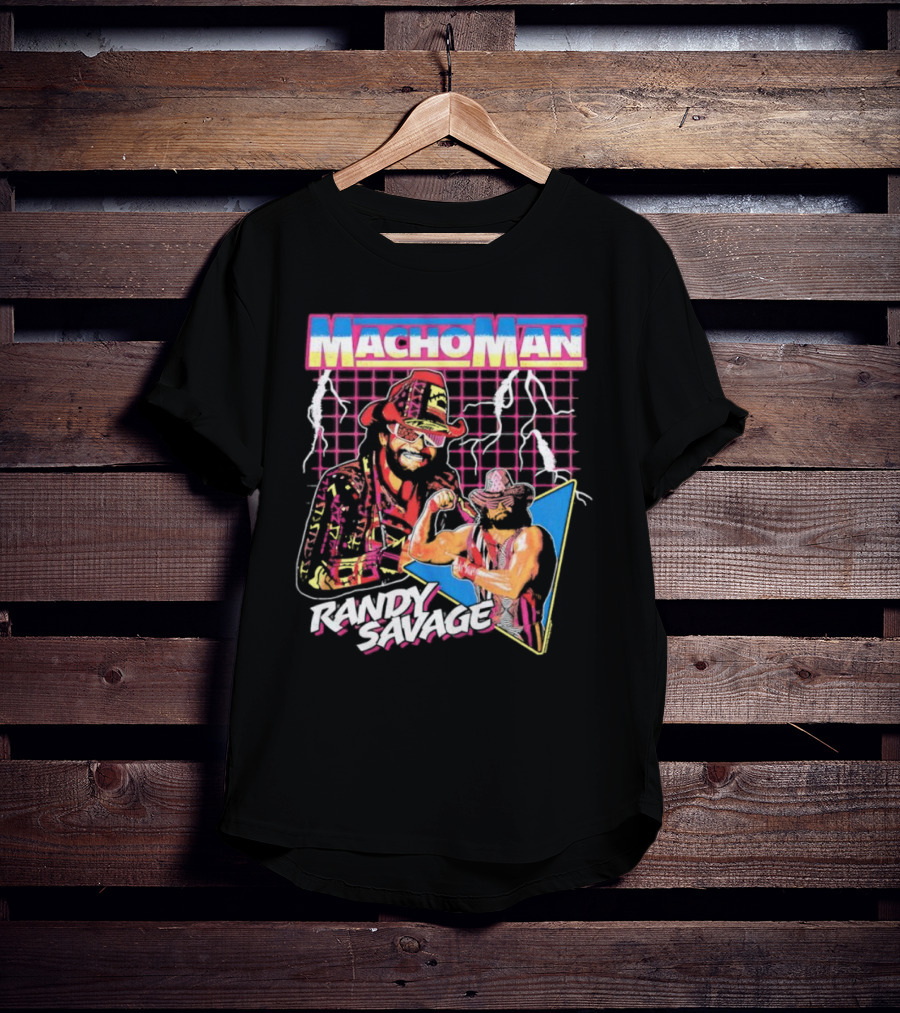 Macho Man Randy Savage Lightning Synthwave 80s Wrestling T-Shirt