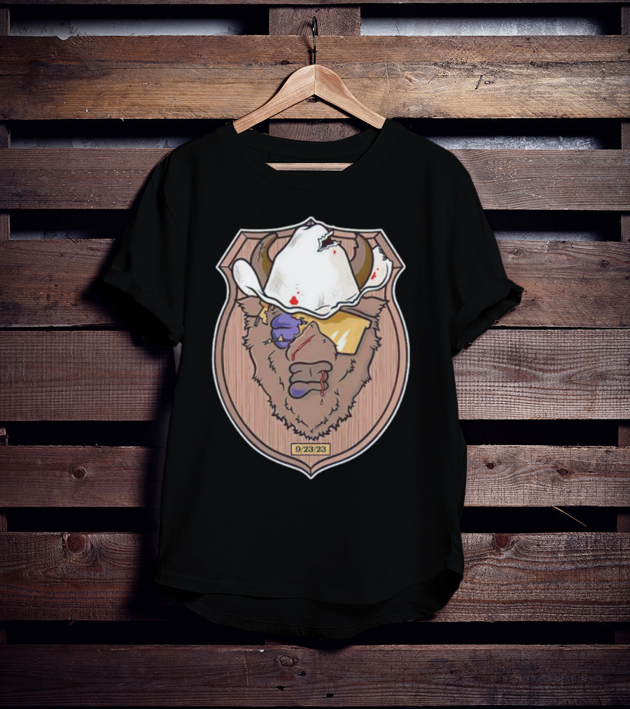 9/23/23 Cowboy Bison Face Shield T-Shirt