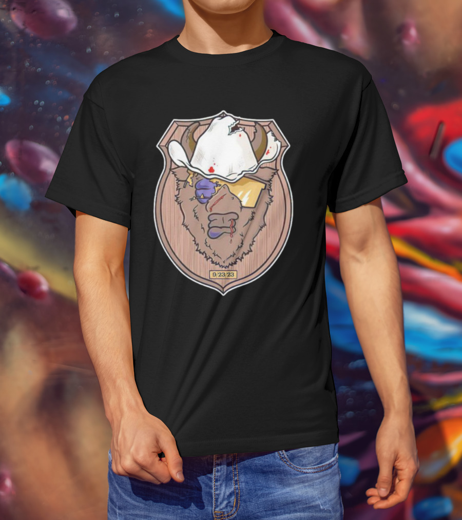 9/23/23 Cowboy Bison Face Shield T-Shirt