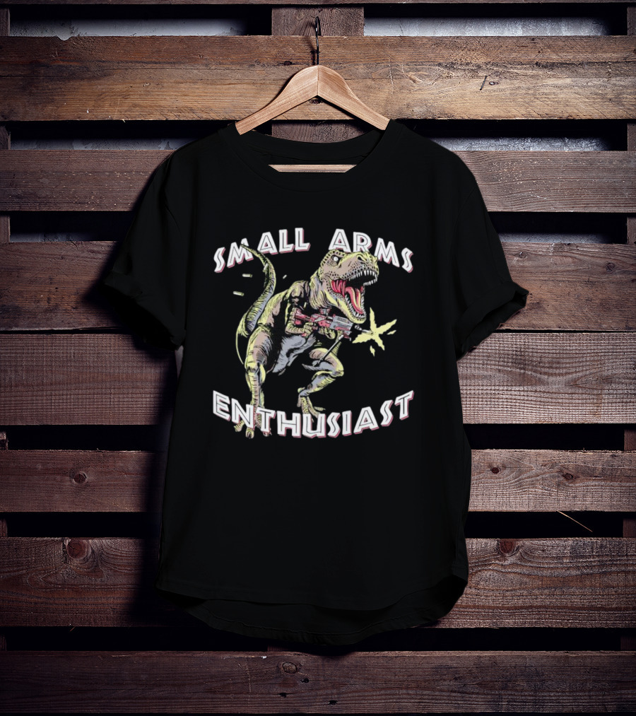 Small Arms Enthusiast Dinosaur T-Rex With Toy Gun T-Shirt