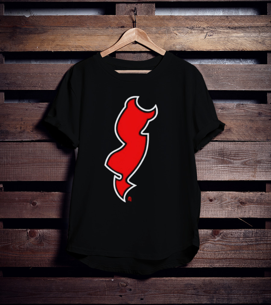 NJ Devils Inspired Red Silhouette Tail T-Shirt