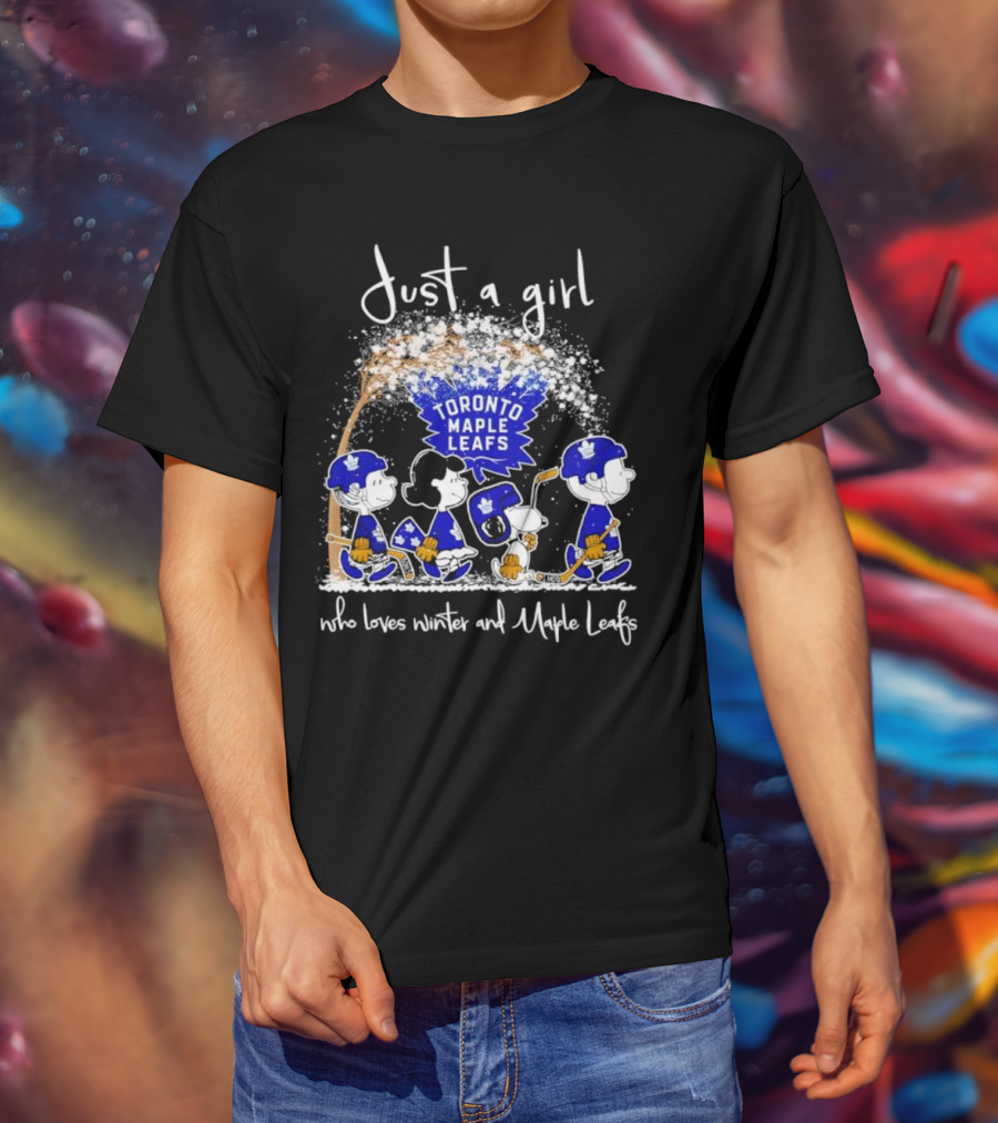 Just A Girl Who Loves Winter And Toronto Maple Leafs Peanuts T-Shirt