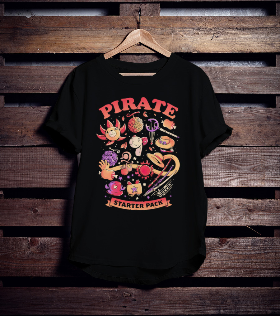 Pirate Starter Pack One Piece Treasure Jolly Roger Icons T-Shirt