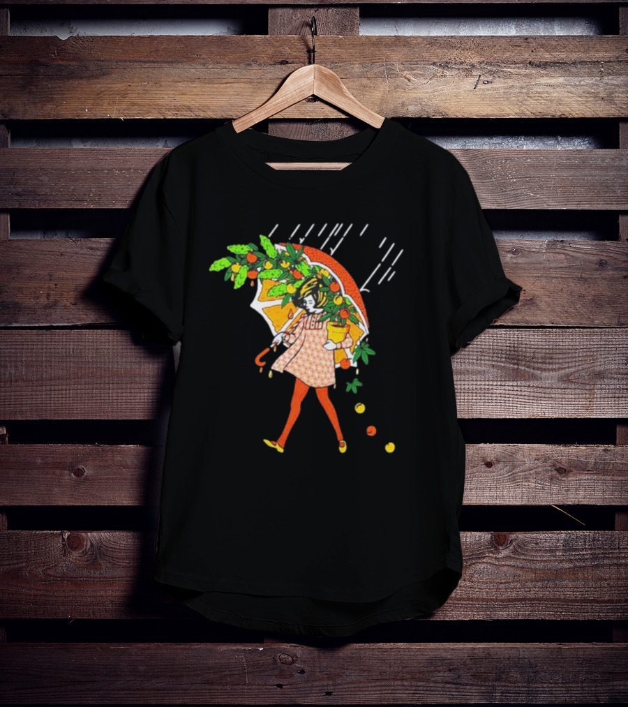 Citrus Terp Girl With Umbrella And Falling Fruit T-Shirt