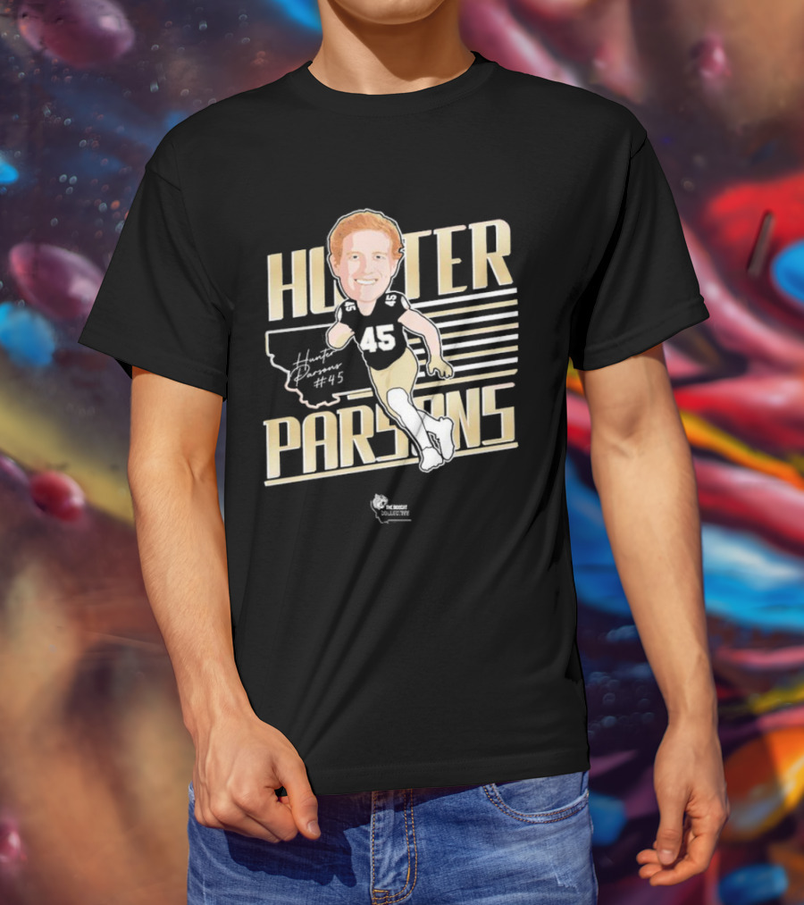 Hunter Parsons #45 Caricature Signature Running T-Shirt