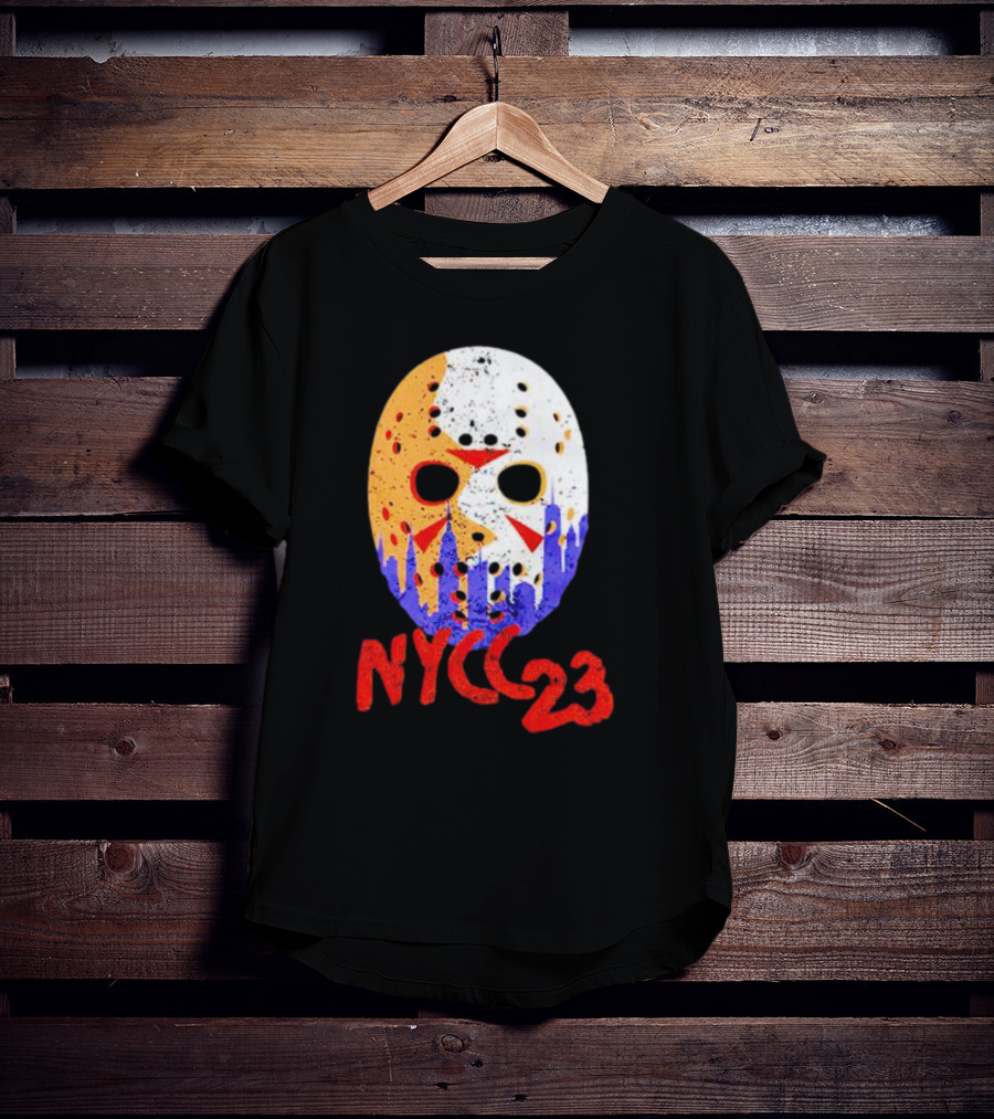 NYCC 23 Jason Voorhees Hockey Mask Skyline T-Shirt
